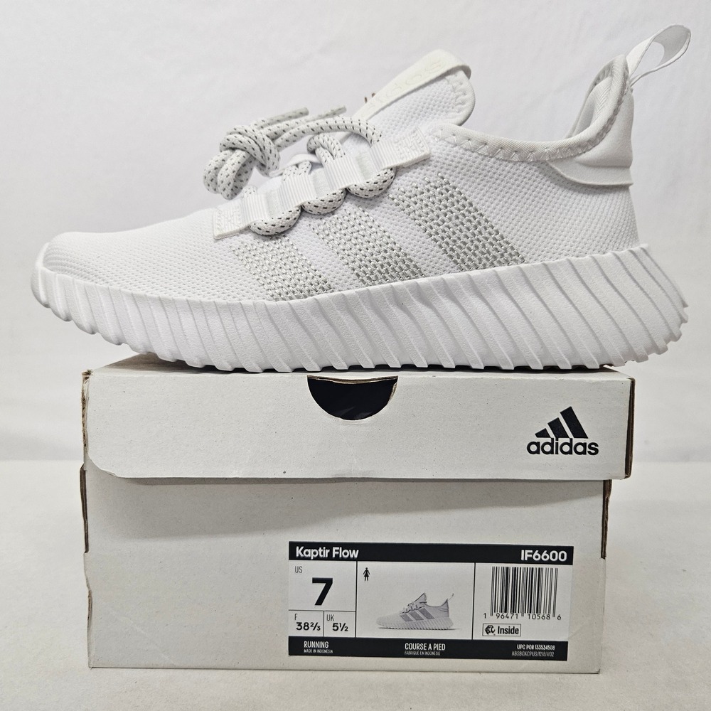 Adidas Kaptir Flow Running Shoes IF6600 White Silver Womens Size 7‎